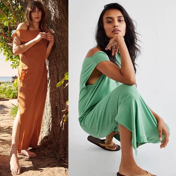 Free People Raquel Midi Dress Teen Spirit Mustard Yellow M Asymmetrical Maxi - Picture 9 of 16